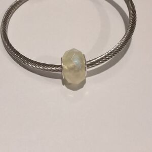 Silver Yellow Sparkly Faceted Charm for Pandora Style Bracelet‎